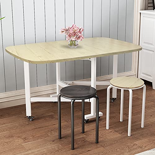 Rukulin Stacking Stools Set Of 6-18" H Backless Round Wooden Top Portable Stackable Stools With Metal Frame For Living Room, Kitchen Home - White #TOP2