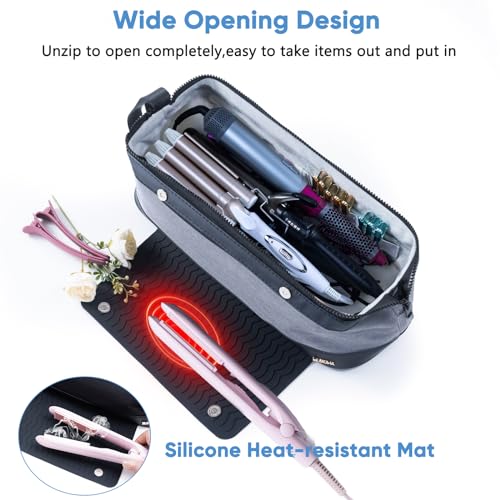 2IN1-Hair-Tools-Travel-Bag-with-Heat-Resistant-Mat-for-Flat-Irons-Straighteners-Curling-Iron-and-Haircare-Accessories-Compatible-with-Revlon-One-Step-Hair-Dryer-Brush