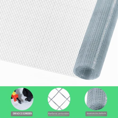 CCLIFE Hühnerzaun Geflügelnetz , Maschenweite 6.3 mm , Höhe 100 cm , Länge 2/5 m , Verzinkt Silber