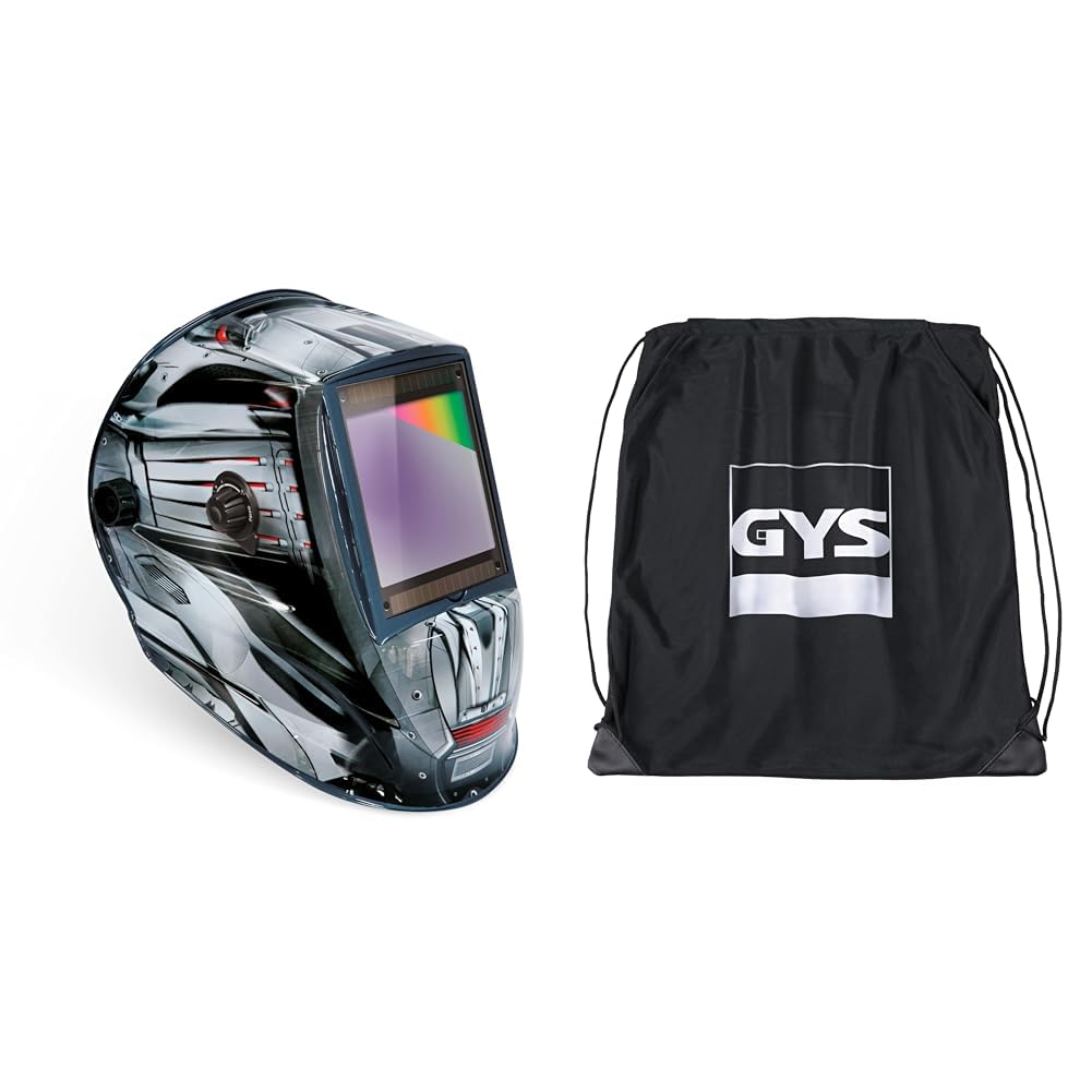 GYS Casque de Soudeur Alien XXL Masque de Soudure Mixte, Gris/Noir, Taille Unique, réglable & Housse de Protection pour Masque - Noir