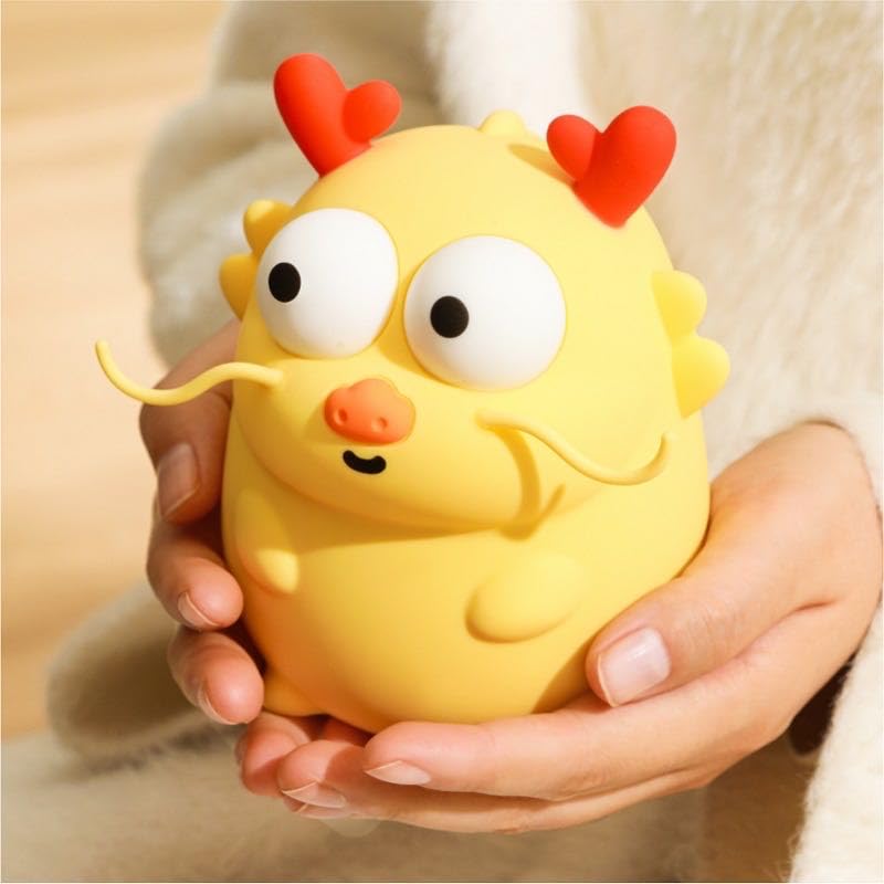 Image of Lying Flat Duck Night Light LED Squishy Lamp Rechargeable Cute Lamp with 2-Level Brightness Silicone Dimmable Nursery Nightlight Funny Gift USB Rechargeable (Dragon)