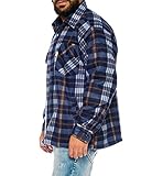 Warm Gefüttert Benk Holzfällerhemd Arbeitshemd Flanellhemd/Jacke Kariert Thermohemd gefüttert 01 (XXXL, 03 Navy/Weiß)