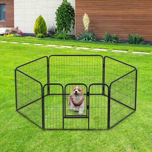 Image of BestPet | Dog Playpen | 24 Inch, 6 Panels | Heavy Duty Metal Pet Exercise Pen | Indoor Outdoor Fence Panels | Rust-Resistant, Removable, Tool-Free Setup | Anti-Skid, Expandable Design