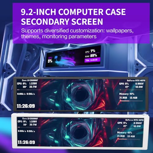Image of 9.2 inch PC Sensor Panel, Secondary Display for CPU GPU Monitoring with Dynamic Video Themes, 1920x462 Resolution, Type C Powered for 10 /11 (White)