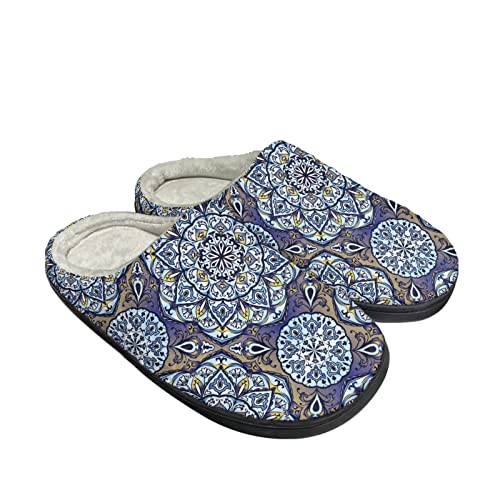 Chaussons fleurs mandala ethniques en flanelle pour vos soirées cocooning