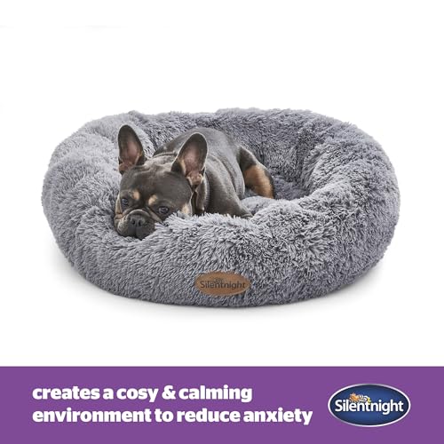 Silentnight Donut Calming Dog Bed - Calming Dog Cat Pet Bed Anxiety Relief Soft Fluffy Doughnut Pillow - Easy Clean Machine Washable Luxury Plush Dog Pillow Basket, Small 60cm, Grey - Image 3