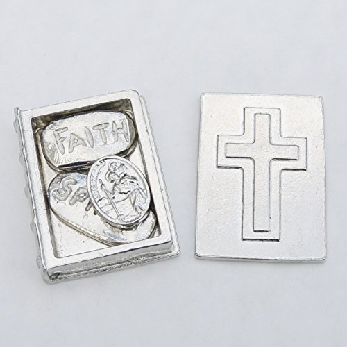 William Sturt Fine Pewter Boîte en étain faite à la main avec médaille de Saint Christophe, médaille « Faith » et médaille « Spirit » – vue 2