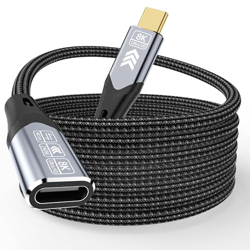 usbc kabel verlängerung Kompatibel mit Thunderbolt 4 Verlängerung 2M，USB 4, 8K@60Hz,40Gbps,240W USB C Stecker auf Buchse für Thunderbolt 3, usb c extension cable monitor
