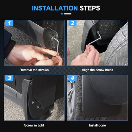 Image of ECCPP Mudguard Splash Guards Front & Rear Set fit for 2022-2024 for Toyota for Tundra 3.4L Mud Flaps Set of 4 Flexible and Bendable Mud Flaps Splash