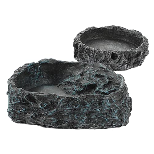 UPKOCH 2個 動物の水トレイ 皿 テラリウム爬虫類 カメのウォーターボウル カメレオンディッシュボウル トカゲ 爬虫類アクセサリー スナック 爬虫類飼育テラリウム 爬虫類の皮 蛇 樹脂