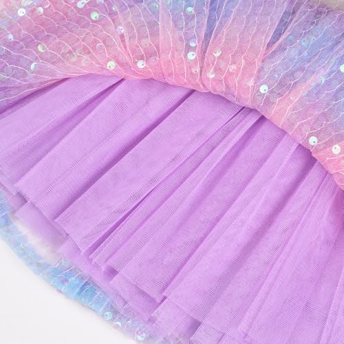 Image of KEREDA Toddler Girls Layered Tutu Skirt Sparkling Sequin Tulle Dance Skirts