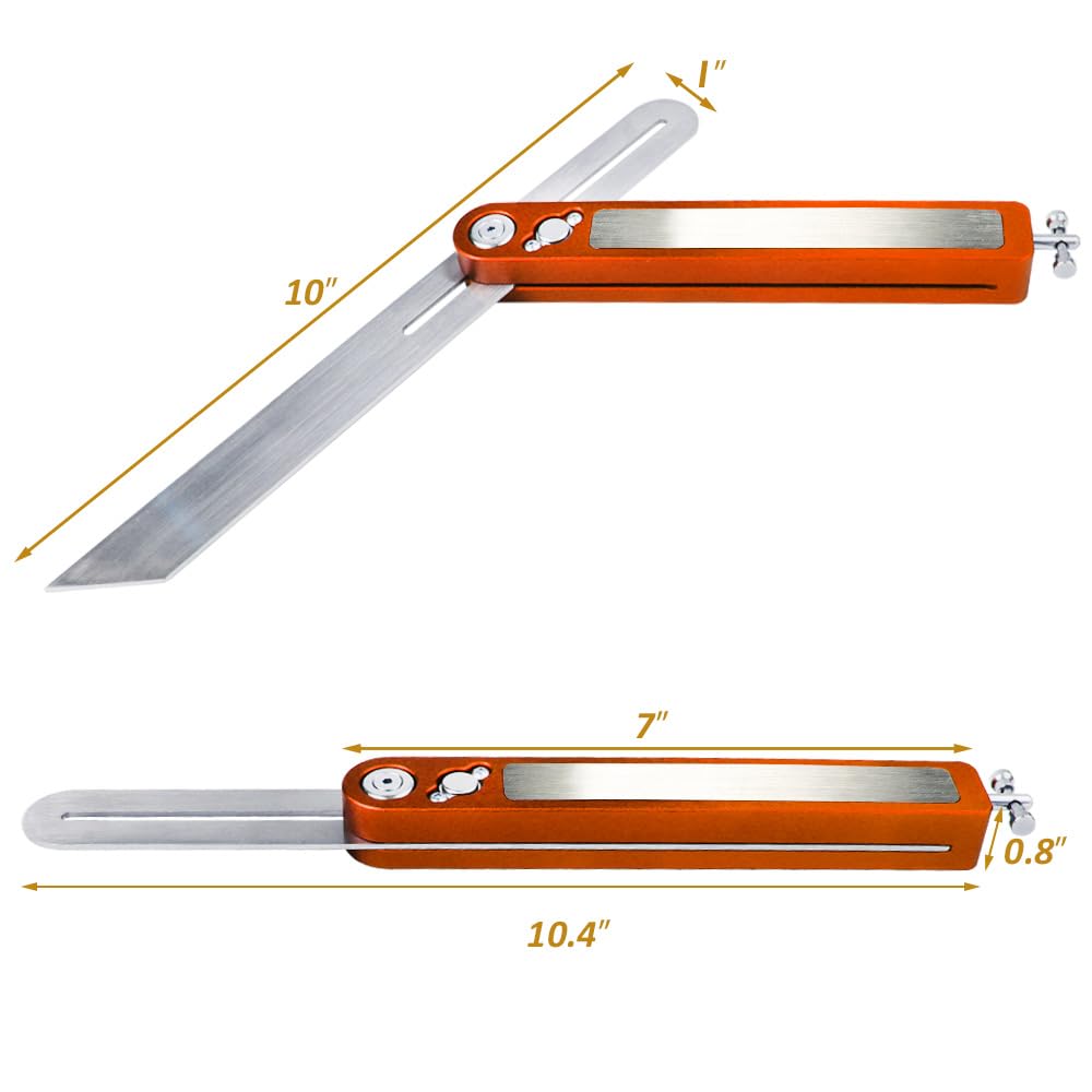 O'SKOOL Sliding T Bevel Gauge with 10" Stainless Steel Blade and Aluminum Handle, Orange - Image 2