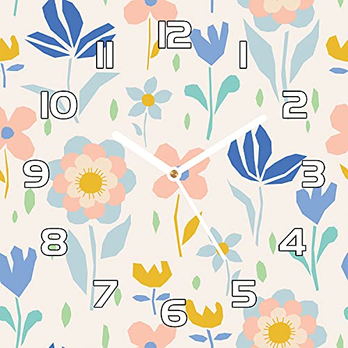 Horloge en verre cuisine salon moderne 30x30 cm avec motif fleurs géométriques colorées - 2