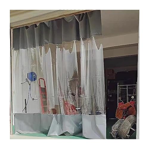 Transparent Imperméable Rideaux D'extérieur, Vinyle Industriel Garage Rideaux De Séparation, Bâche Panneaux De Portes Imperméable À La Pluie Pour Gazebo En Bois Zones De Travail(4X2.1M/13x6.9FT)