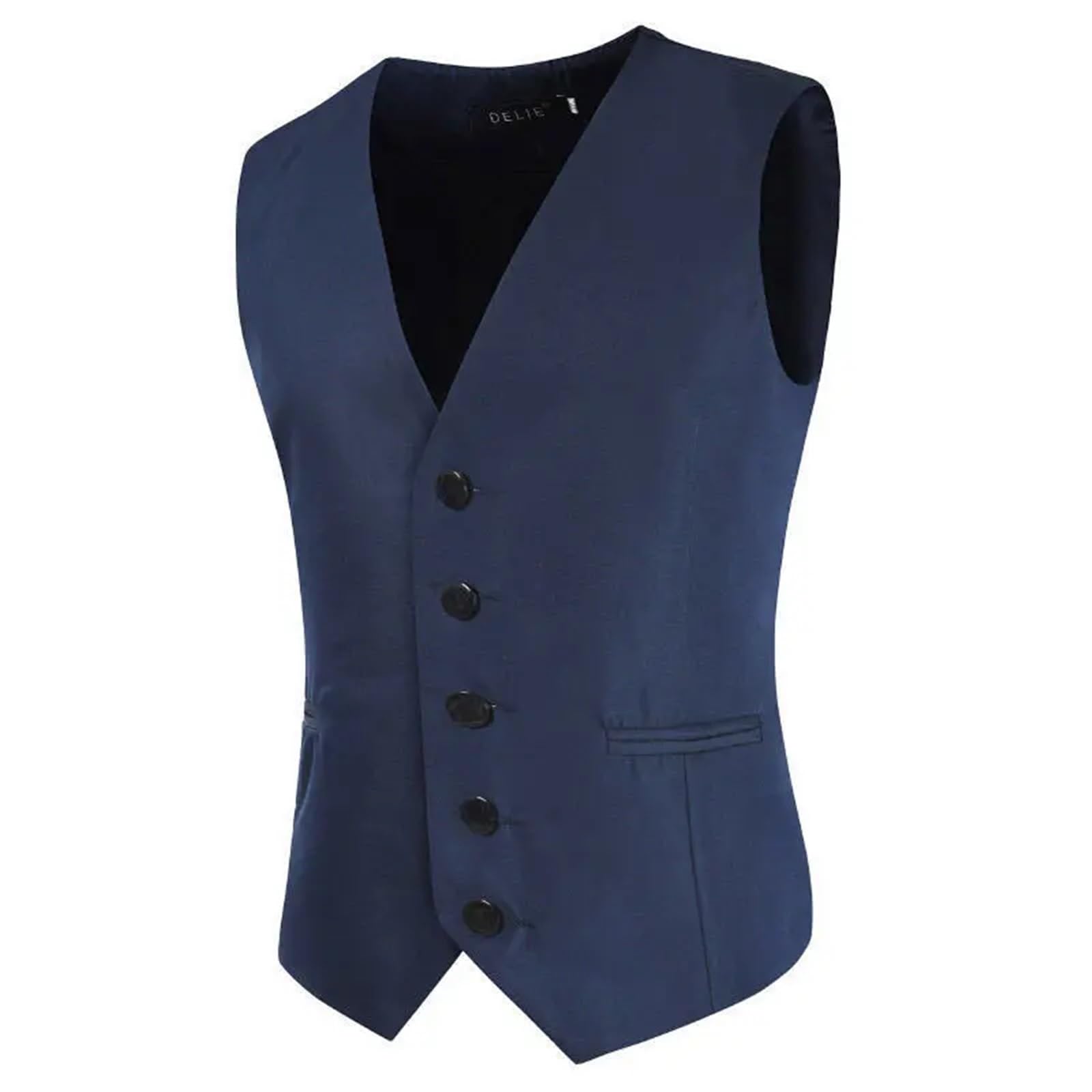 WDSBZNB Mens Waistcoat Spring And Autumn Men's Slim-fit Suit Casual Solid Color Simple Single-breasted Vest(Blue,L)