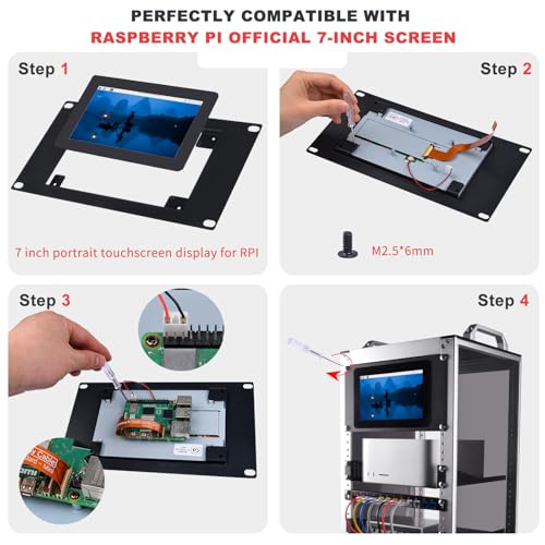 Image of GeeekPi 10 inch 3U Rack Mount for DeskPi RackMate T1 /T0 /T2 /T0 Plus /T1 Plus /TL1, Support 7 inch LCD Screen
