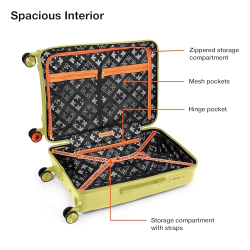 Image of Nasher Miles Polypropylene Spinner Seattle Hard-Sided Check-in Luggage 24 inch | 65cm | 8 Wheels Medium Trolley Bag for Travel | Suitcase (Yellow)