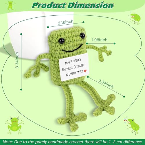 MOPQMKT Pocket Hug Positive Frosch, Kreative Strickwolle Frosch Puppe, Mutmacher Geschenk, Gute Besserung Geschenk, Gesche zum Abschluss