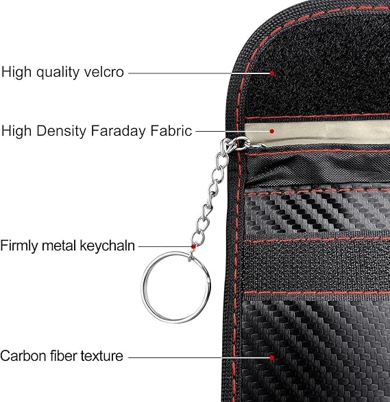 Image of figurine Faraday Bag, Car Key Case for Signal Protection, Secure Faraday Bag for Phone and Car Keys, Large Size with Keychain Design for Daily Commute and Travel Use