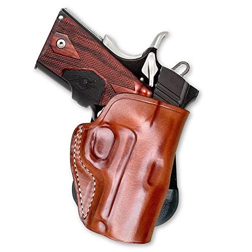 Premium Leather OWB Paddle Holster Open Top Fits Kimber Ultra Crimson Carry II 45 ACP 3'', Right Hand Draw, Brown Color #1469#