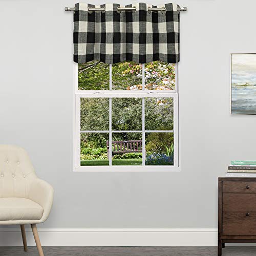 Image of Sweet Home Collection Kitchen Window Curtain Tier, Swag, or Valance Treatment in Stylish and Unique Patterns and Designs for All Home Decor Courtyard Black