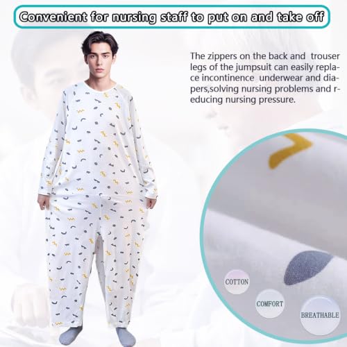 Image of Unisex Anti-Strip Jumpsuit with Back and Leg Zipper,Suitable for Incontinence Care,Seniors,Alzheimer's,Dementia