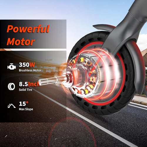 Image of VOLPAM Electric Scooter with 8.5 inch /10 inch Solid Tire, 350W /500W Powerful Motor & 19 /22 MPH Top Speed, 16-28 Miles Long Range, Folding E Scooter Choice
