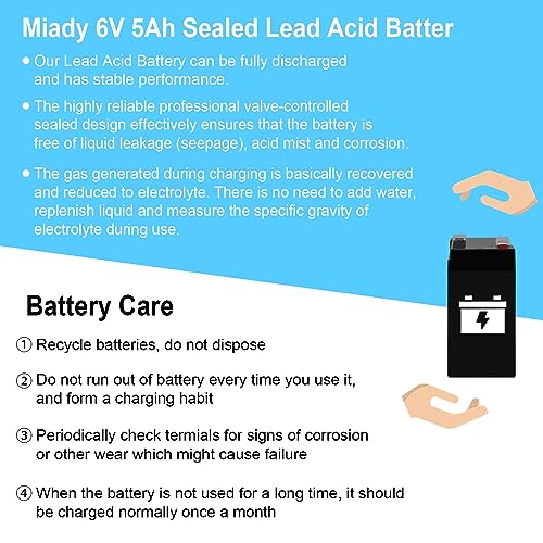 Miady SLA6V5A 6V 5Ah Rechargeable Sealed Lead Acid Battery thumb #5