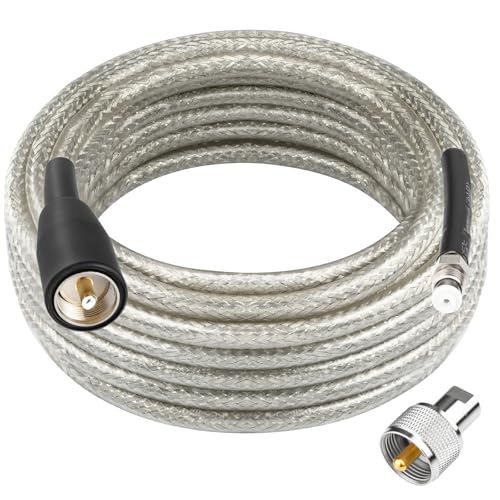 CB Coax Cable 18ft CB Radio Antenna Cable RG8X Coaxial Cable with with Waterproof Boot PL-259 Male to FME Female/ PL259 Male Connector Low Loss for HAM Radio VHF Radio Marine Antenna SWR Meter