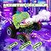 DYODYORC Remote Control Car, 2.4Ghz All Terrain Dinosaur Monster Truck Toys, RC Truck with Spay, Music, 3 Lighting Effects, Stunt Capable, Toy Gifts for Boys and Girls (Green Purple)