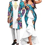 SkyWish Sexy African Print Draped Dresses for Women Match Clothes Couple Outfits Dashiki Men Outfits Shirt and Pant Sets 618 XS Men
