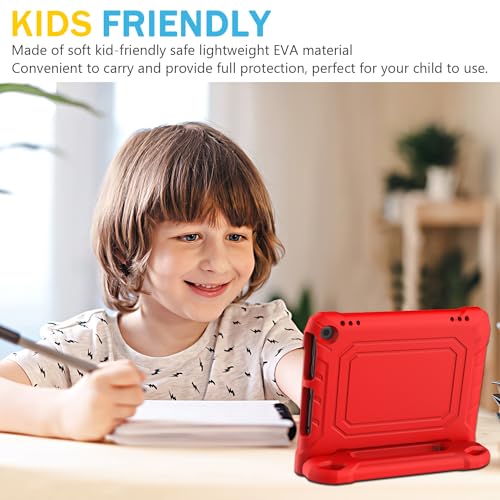 Image of DJ&RPPQ 8in Tablet Case for Kids, Shockproof Kid-Proof Cover for 8 inch Tablet-Red