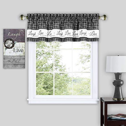 Achim Home Furnishings, Charbon Live Love Laugh Rideau de fenêtre 147,3 x 35,6 cm Cover