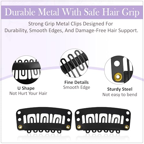 Image of GLUN Pack of 36 Hair Extension Clips for Women, Chunni or Dupatta & Hair Clip Strong Snap, Wig Clips for Hair Patches, Extensions, Secure Hair Accessories