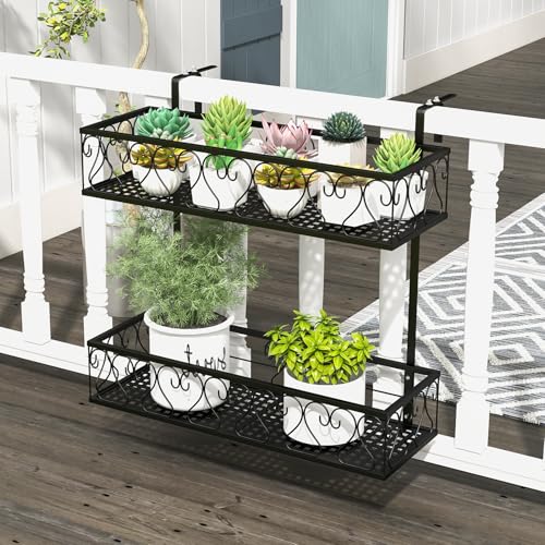 RELAX4LIFE Blumentopfhalter Balkon 2-Tier, Hängendes Blumenregal Metall,...