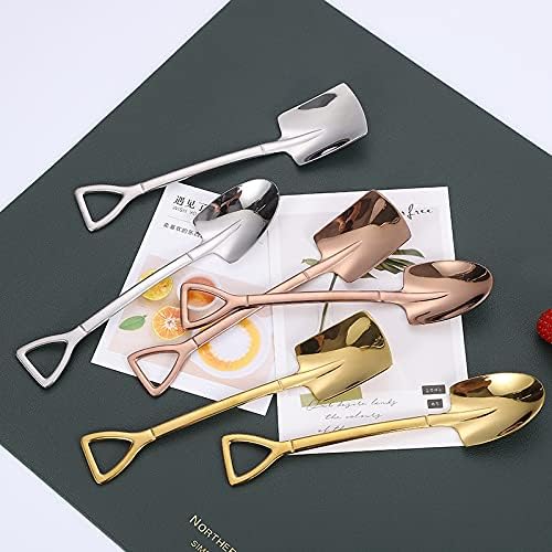 Miniatura 8 de N & N NETNETMALL - Juego de 8 cucharas de acero inoxidable con forma de pala, té, café, pastel, helado, postre, sopa de azúcar, cóctel, demitasse