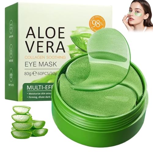 60 PCS Parches Ojos Bolsas y Ojeras,Aloe Vera Mascarilla de Colageno,Antiojeras Parches Ojeras,Hidratante Anti Edad,y Hacer Que La Piel De Los Ojos Esté Firme