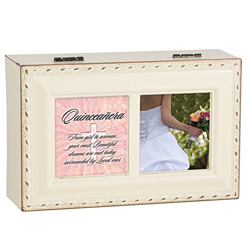 Product Image of the Cottage Garden Quinceañera from Girl to Woman Ivory Rope Trim Jewelry Music Box Plays Ave Maria