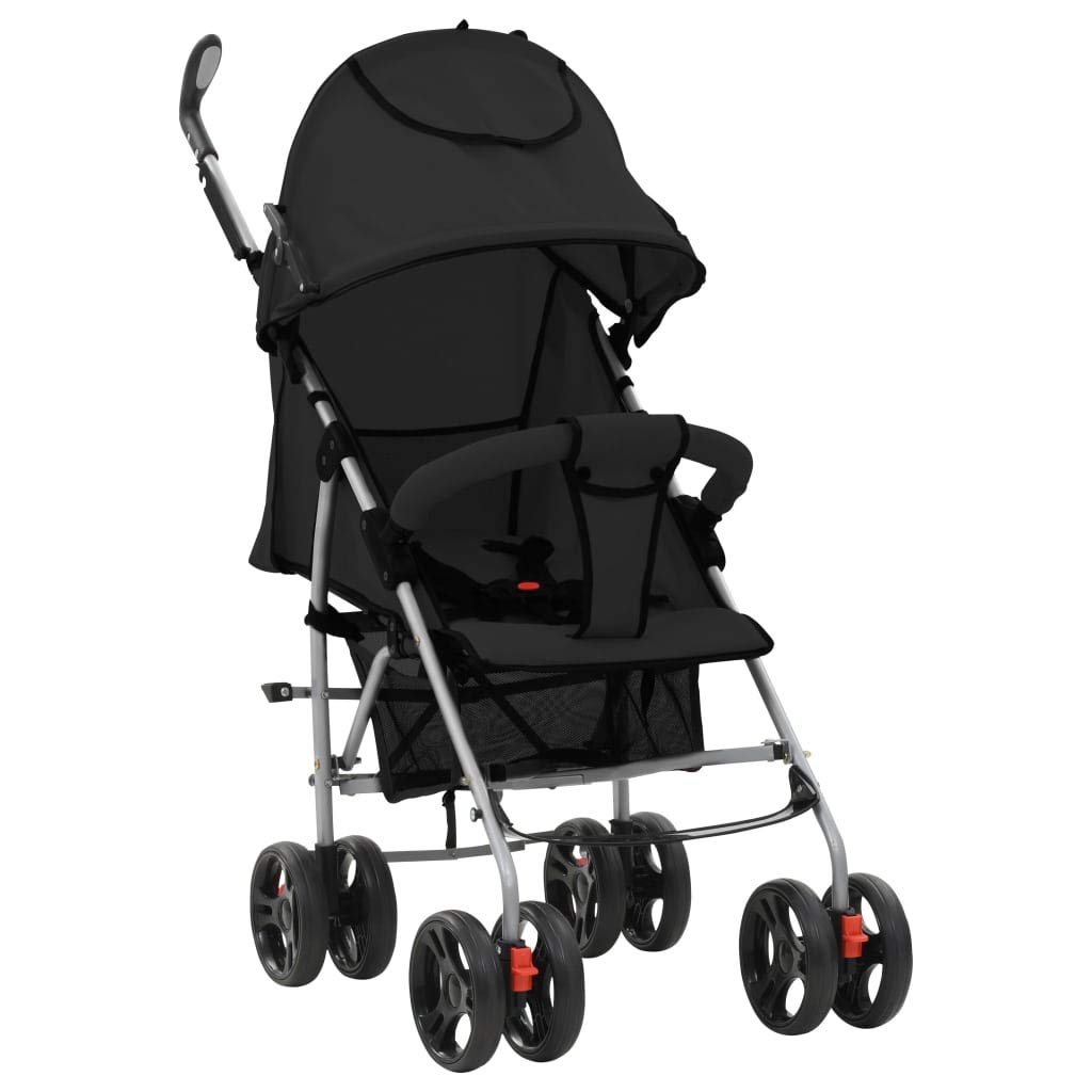 UnfadeMemory 2-in-1 Kinderwagen Buggy Klappbar Kinderbuggy für 0-36 Monate Kleinkind bis zu 15 kg, Stahl und 300D Oxford Gewebe, Verstellbarer Sitz und Fußstütze (Schwarz)