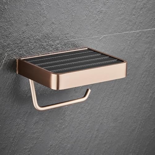Image of FUAO Maxton Series Toilet Paper Holder, Wall Mounted, Rust Proof & Corrosion Free, Heavy-Duty Bathroom Tissue Holder, Modern Accessory | Chrome, Brushed Gold & Matte Black (Brushed Bronze)