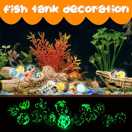 Image of 16 PCS Glow in The Dark Marbles for Kids - Games and Run Accessories for Boys and Girls, Beautiful Glass Bulk for Home Decoration