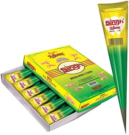 SINGH Brown Mehendi Cone , 30 GM (Pack of 12 pieces)