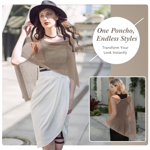 Image of Women Sheer Poncho Shrug Summer Sheer Blouse Top Lightweight Poncho Bolero for Evening Dress