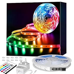 LED Strips Lights 5M, SHINELINE 16.4Ft RGB SMD 5050 Dimmer Led Strip Lights with Remote Mood Light for Home Kitchen…