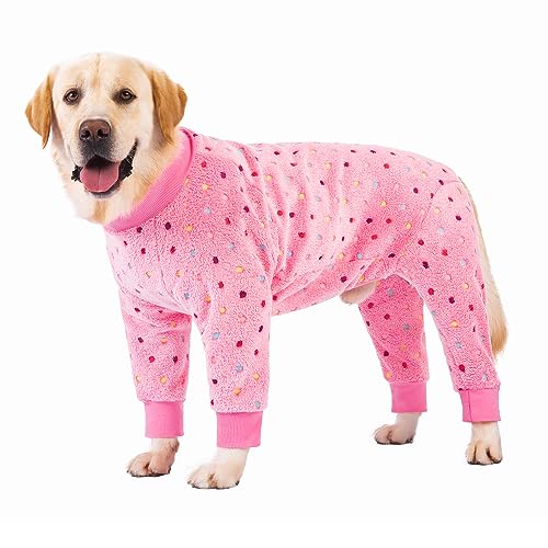 BT Bear Dog Winter Clothes,Soft Flannel Pullover Pajamas,Pet Warm Cold Weather Dog Winter Coat Cozy Onesie Jumpsuit PJS Apparel Outfit Clothes for Medium Large Dogs Sleep (7XL,Pink)
