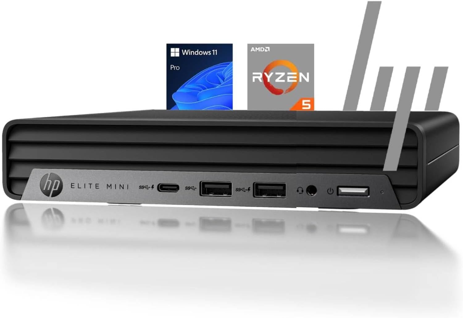 HP Elite 805 Mini PC Desktop, AMD Ryzen 5 (6 Core 12 Threads), Ultra-Quiet Design, 64GB RAM, 1TB PCIe SSD, Dual 4K Display Support, USB-C, Bluetooth 5.2, Wi-Fi 6, Keyboard and Mouse, Windows 11 Pro