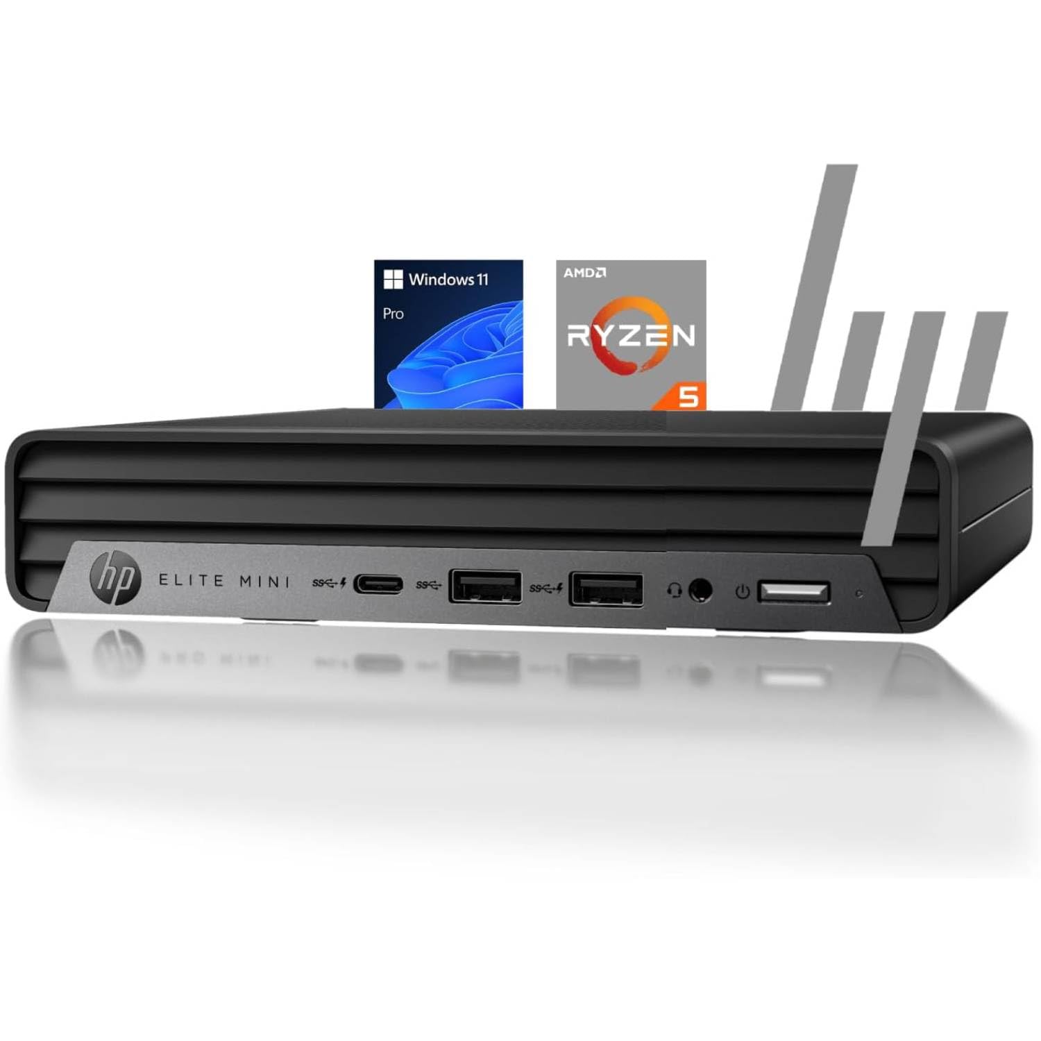 HP Elite 805 Mini PC Desktop, AMD Ryzen 5 (6 Core 12 Threads), Ultra-Quiet Design, 64GB RAM, 1TB PCIe SSD, Dual 4K Display Support, USB-C, Bluetooth 5.2, Wi-Fi 6, Keyboard and Mouse, Windows 11 Pro