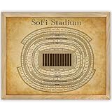 SoFi Stadium Seating Chart 11x14 Framed Poster-Vintage Los Angeles Football Blueprint Map, Retro Diagram Print, Aged Paper Art, Sports Arena Wall Art, Home Office Decor, Man Cave Gift for Sports Fan