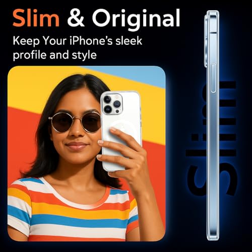 Image of Jkobi Lifetime Anti-Yellow MagSafe Compatible Clear Back Case Cover for Apple iPhone 14 Pro (Sleek Hard Crystal | Camera Protection and Shockproof)