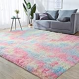 GKLUCKIN Shag Ultra Soft Area Rug, Fluffy 8'x10' Rainbow Rugs Plush Fuzzy Non-Skid Indoor Faux Fur Rugs Furry Carpets for Living Room Bedroom Nursery Kids Playroom Decor
